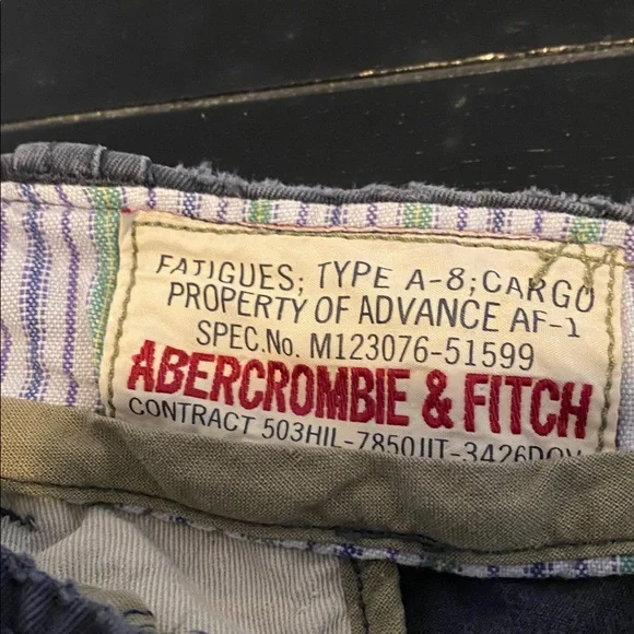 Abercrombie & Fitch dark blue Y2K men’s cargo shorts , size 36 waist - Picture 3 of 7